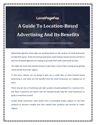 a guide to location based