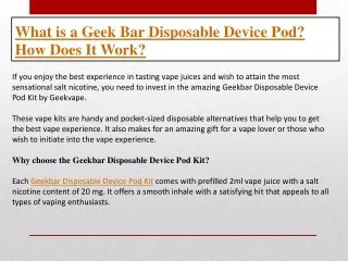 What is a Geek Bar Disposable Device Pod. How Does It Work