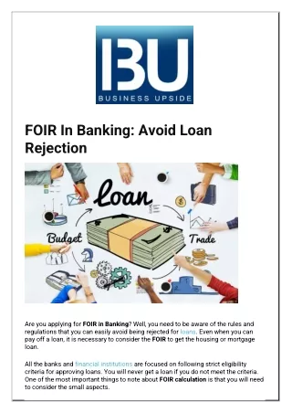 foir in banking avoid loan rejection