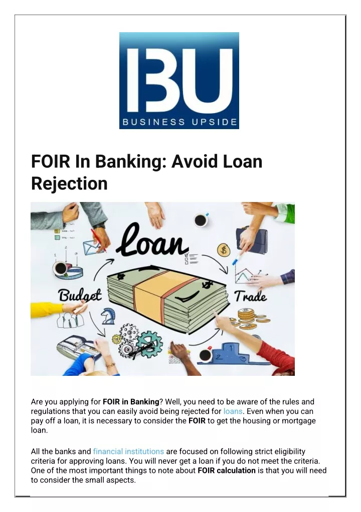 foir in banking avoid loan rejection