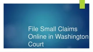 File Small Claims Online in Washington Court