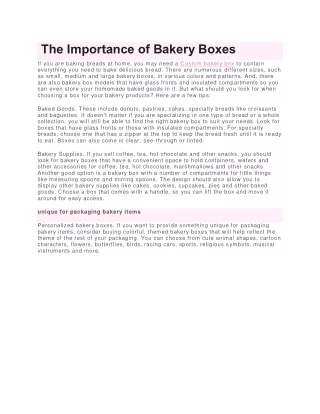 the importance of bakery boxes