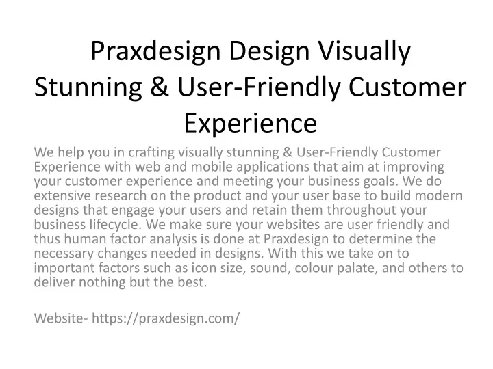 praxdesign design visually stunning user friendly customer experience