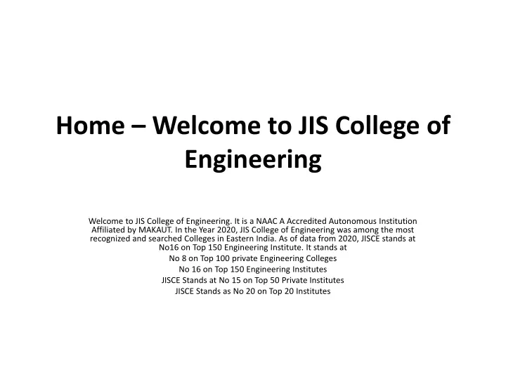 home welcome to jis college of engineering