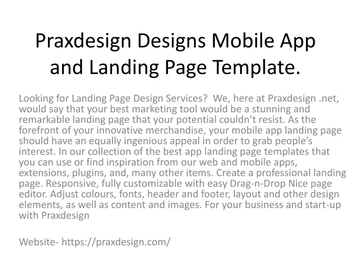 praxdesign designs mobile app and landing page template