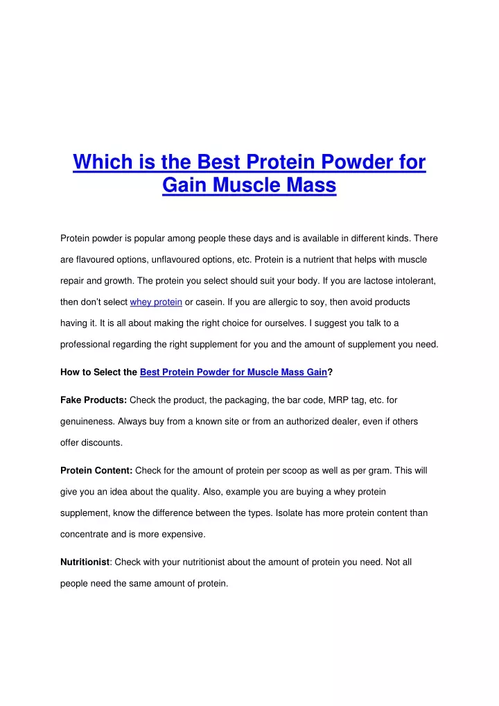 which is the best protein powder for gain muscle