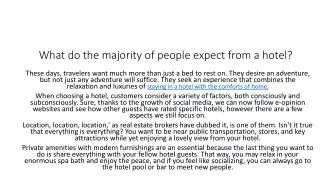 what do the majority of people expect from a hotel