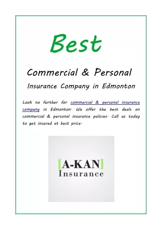 Best Commercial & Personal Insurance Company in Edmonton