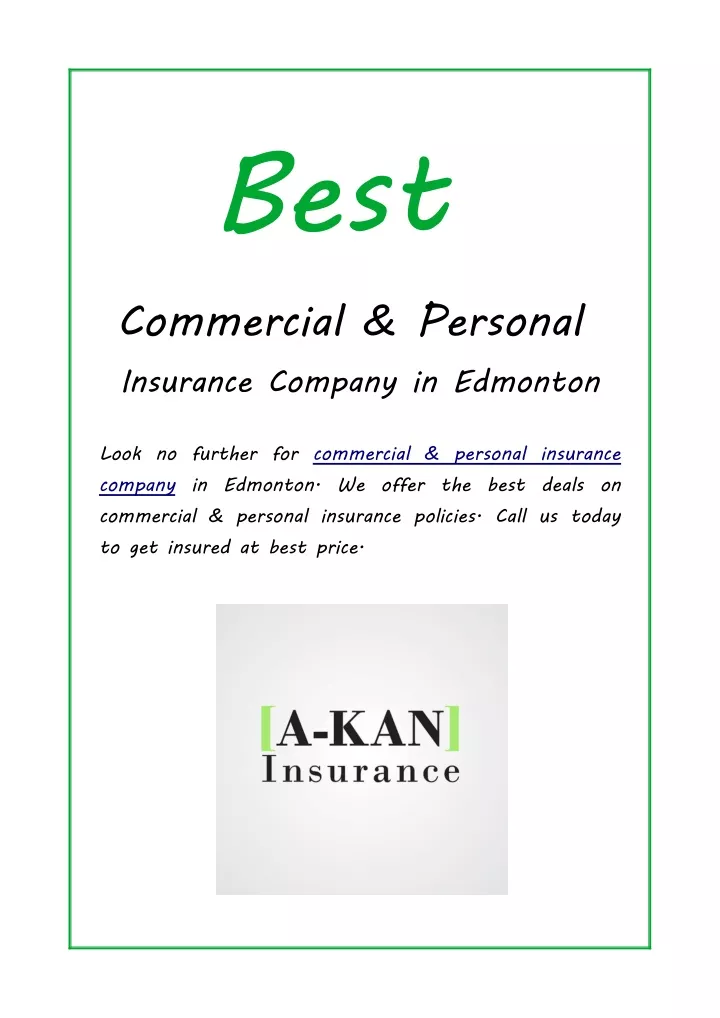 best commercial personal insurance company