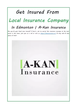 Get Insured From Local Insurance Company In Edmonton