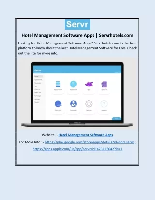 Hotel Management Software Apps | Servrhotels.com