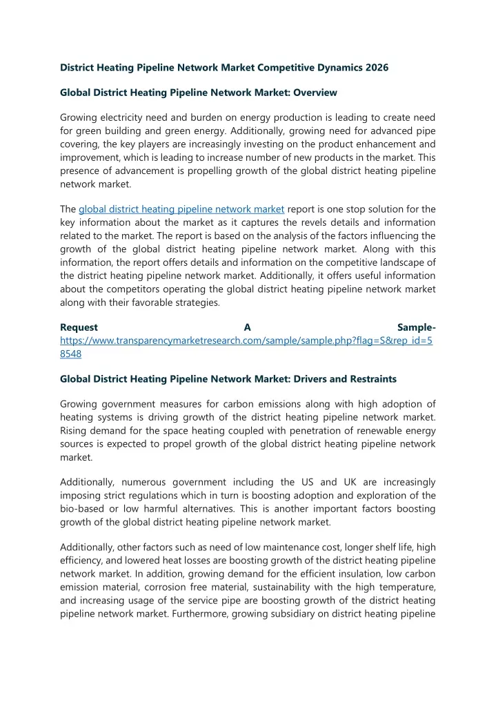 district heating pipeline network market