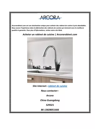 Acheter un robinet de cuisine  Arcorarobinet.com