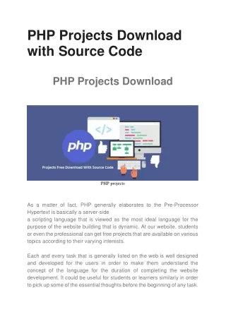 PHP Projects Download with Source Code