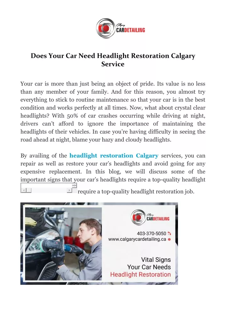 does your car need headlight restoration calgary