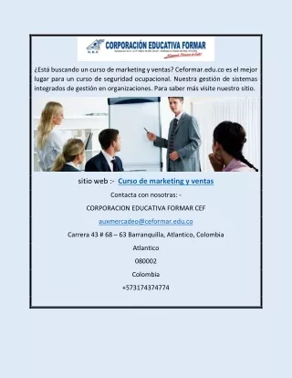Curso de marketing y ventas | Ceformar.edu.co