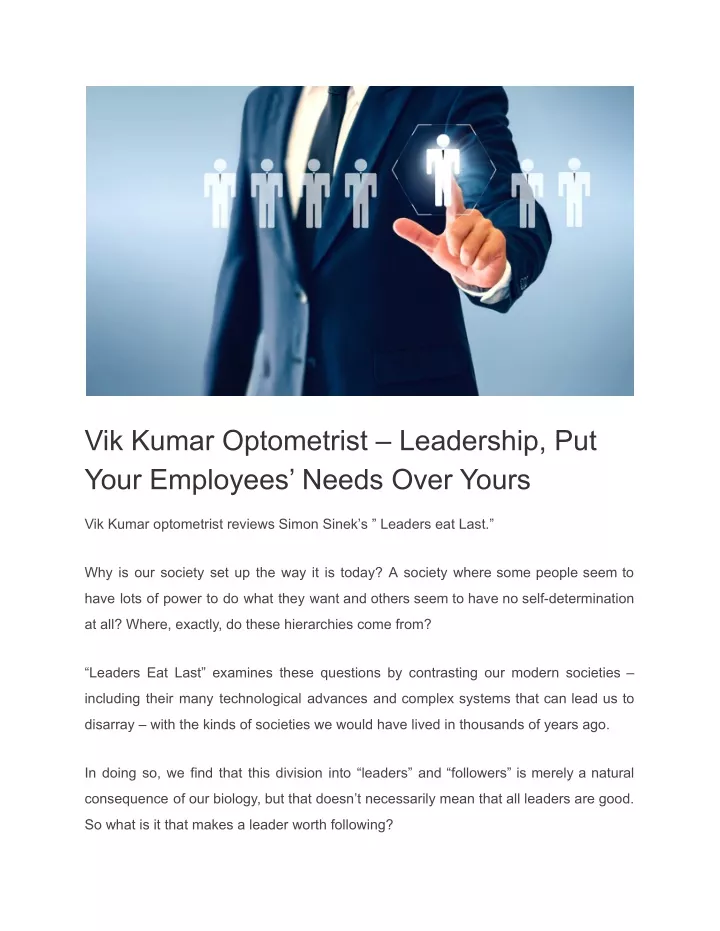 vik kumar optometrist leadership put your
