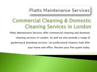 Commercial Cleaning And Domestic Cleaning Services in London