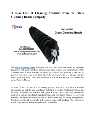 A New Line of Cleaning Products from the Glass Cleaning Brush Company