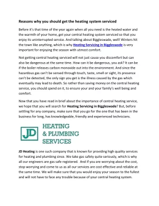 Reasons why you should get the heating system serviced