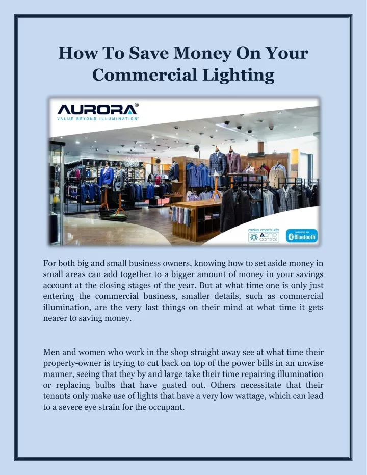 how to save money on your commercial lighting