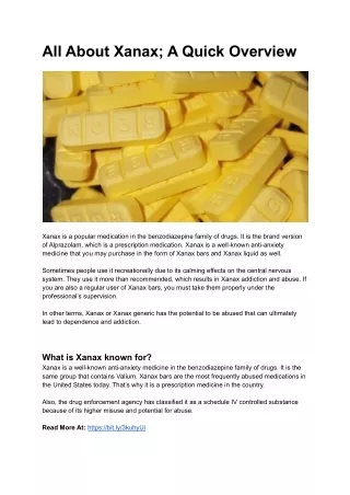 All About Xanax- A Quick Overview