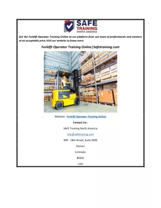get the forklift operator training online