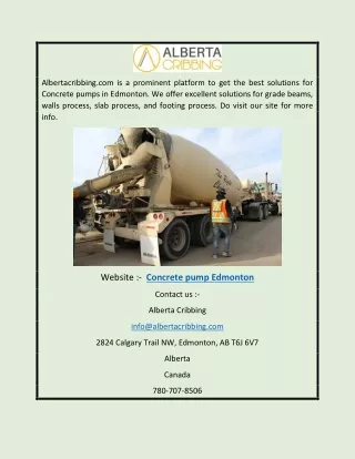 Concrete Pump Edmonton | Albertacribbing.com