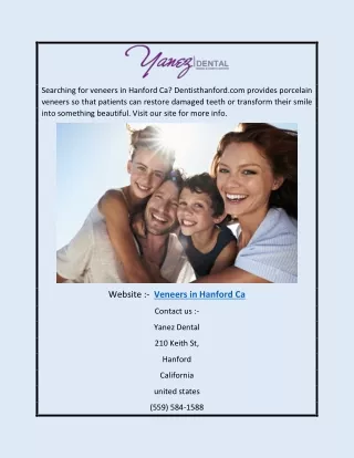 Veneers in Hanford Ca  | dentisthanford.com