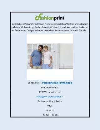 Poloshirts mit Firmenlo | Fashionprint.atgo