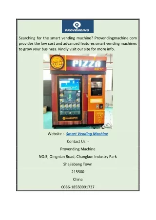 Smart Vending Machine  Provendingmachine.com