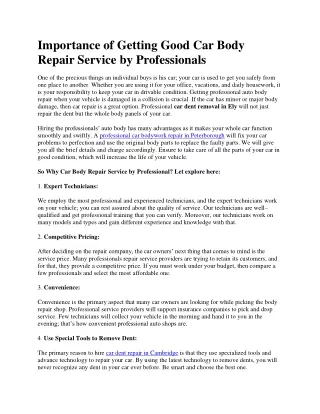 Importance of Getting Good Car Body Repair Service by Professionals