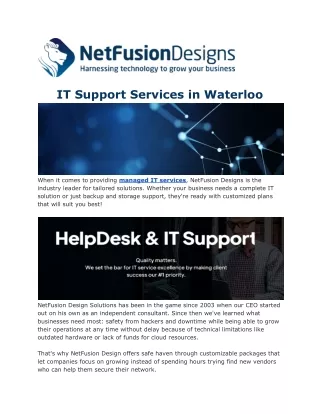 IT Support Services in Waterloo | Net Fusion Design