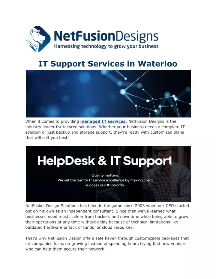 it support services in waterloo