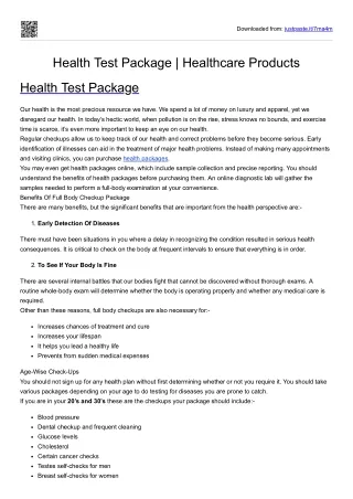 Health Test Package | Healthcare Products