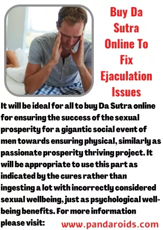 Buy Da Sutra Online To Fix Ejaculation Issues