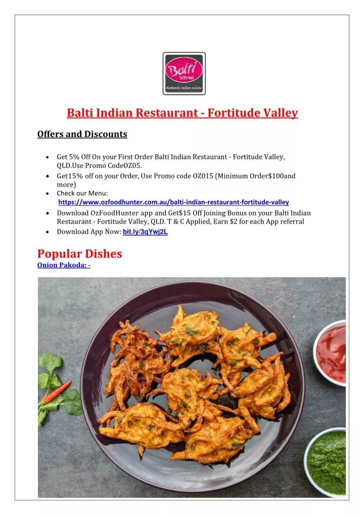balti indian restaurant fortitude valley offers