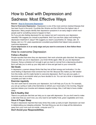 how to deal with depression and sadness _ most effective way