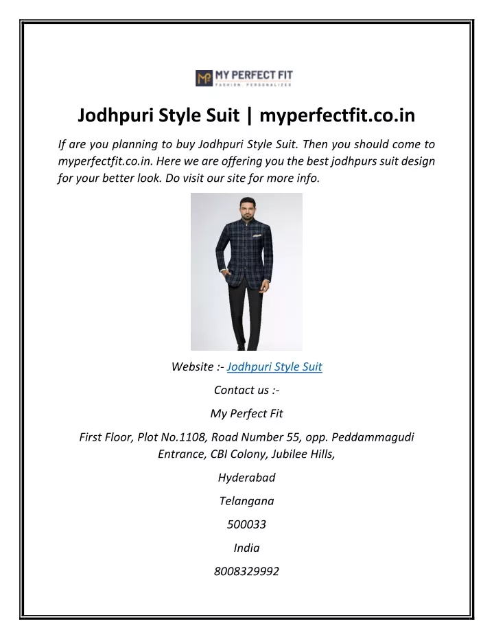 jodhpuri style suit myperfectfit co in
