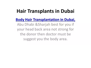 HAIR TRANSPLANTS IN DUBAI