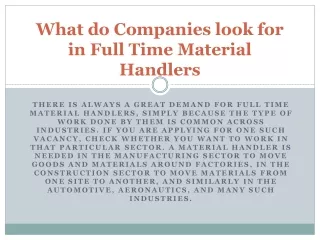 What do Companies look for in Full Time Material Handlers