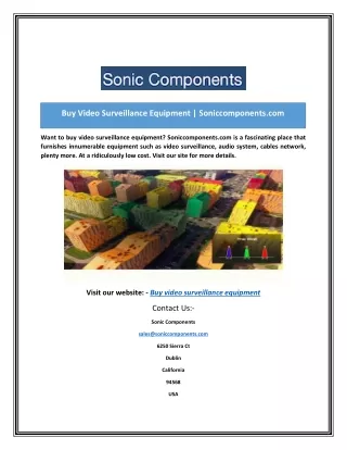 Buy Video Surveillance Equipment | Soniccomponents.com