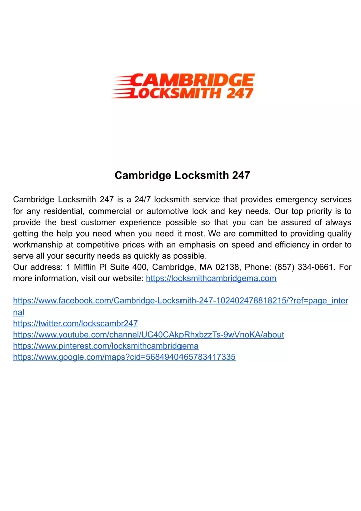 cambridge locksmith 247
