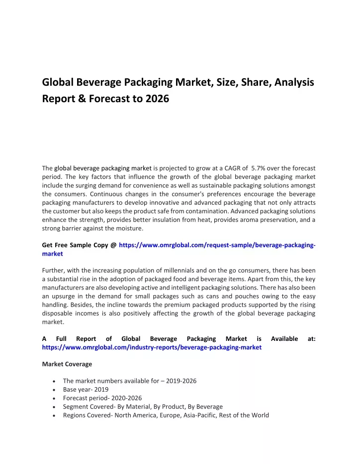 global beverage packaging market size share