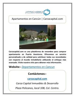 Apartamentos en Cancún | Carzacapital.com