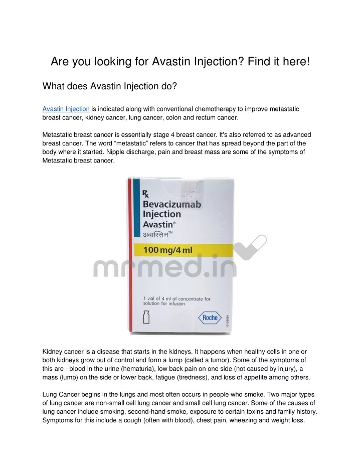 are you looking for avastin injection find it here