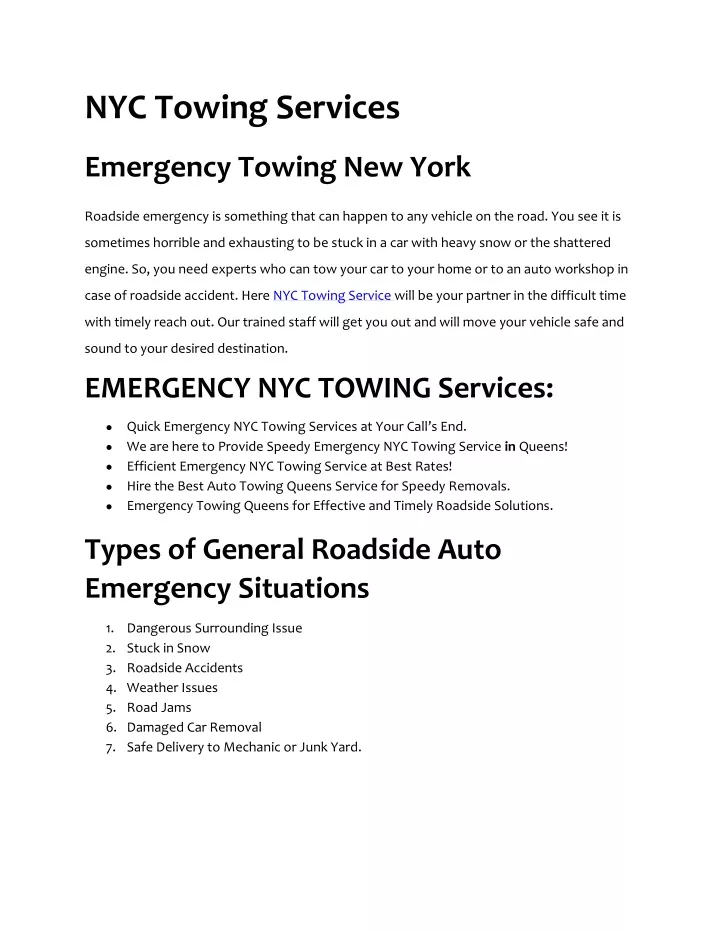 nyc towing services