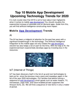 top 10 mobile app development upcoming technology