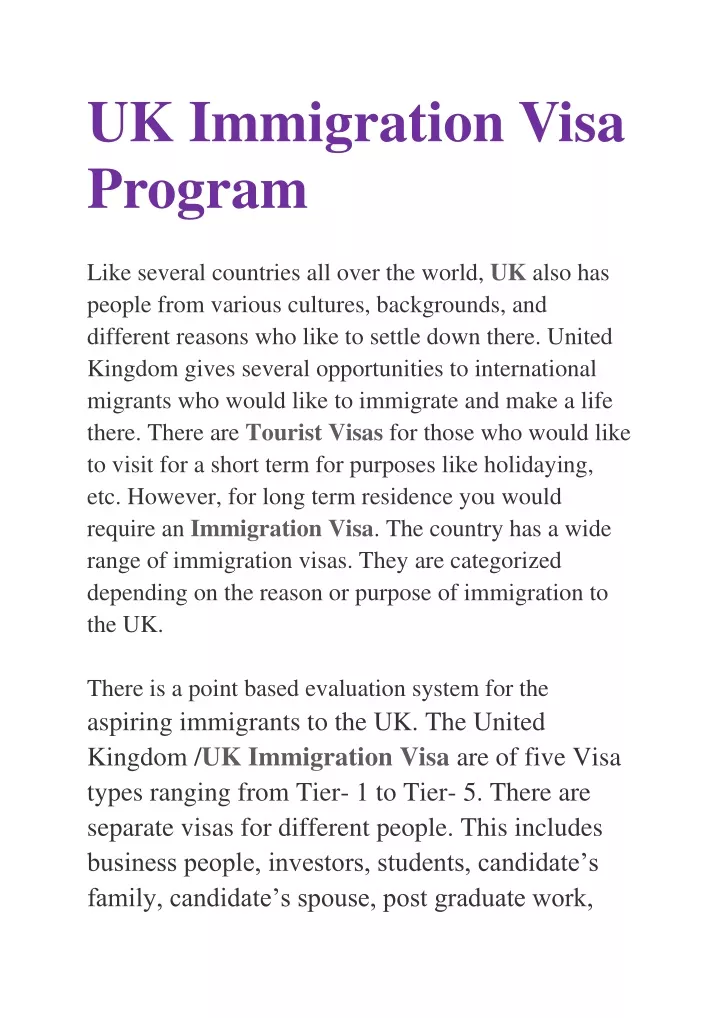 uk immigration visa program