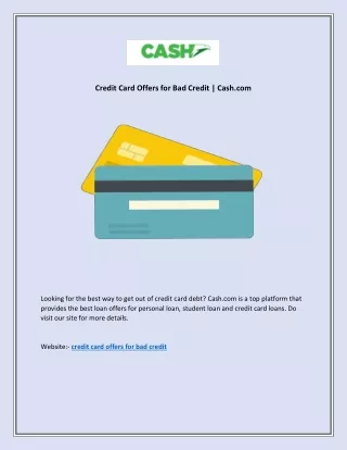 Credit Card Offers for Bad Credit | Cash.com